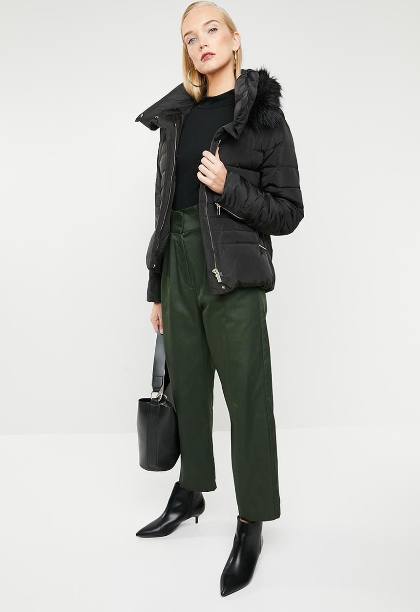 MANGO - Down and feather puffer - black