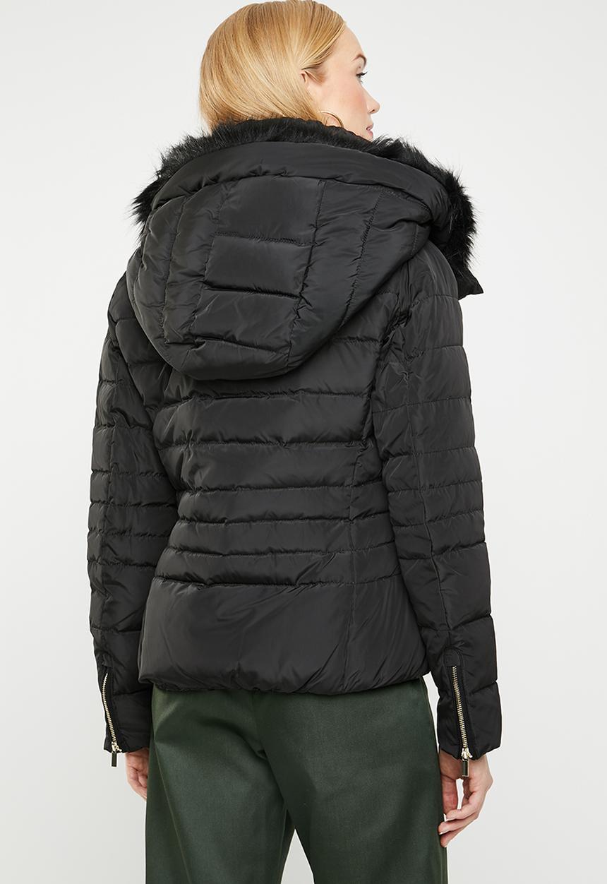 MANGO - Down and feather puffer - black