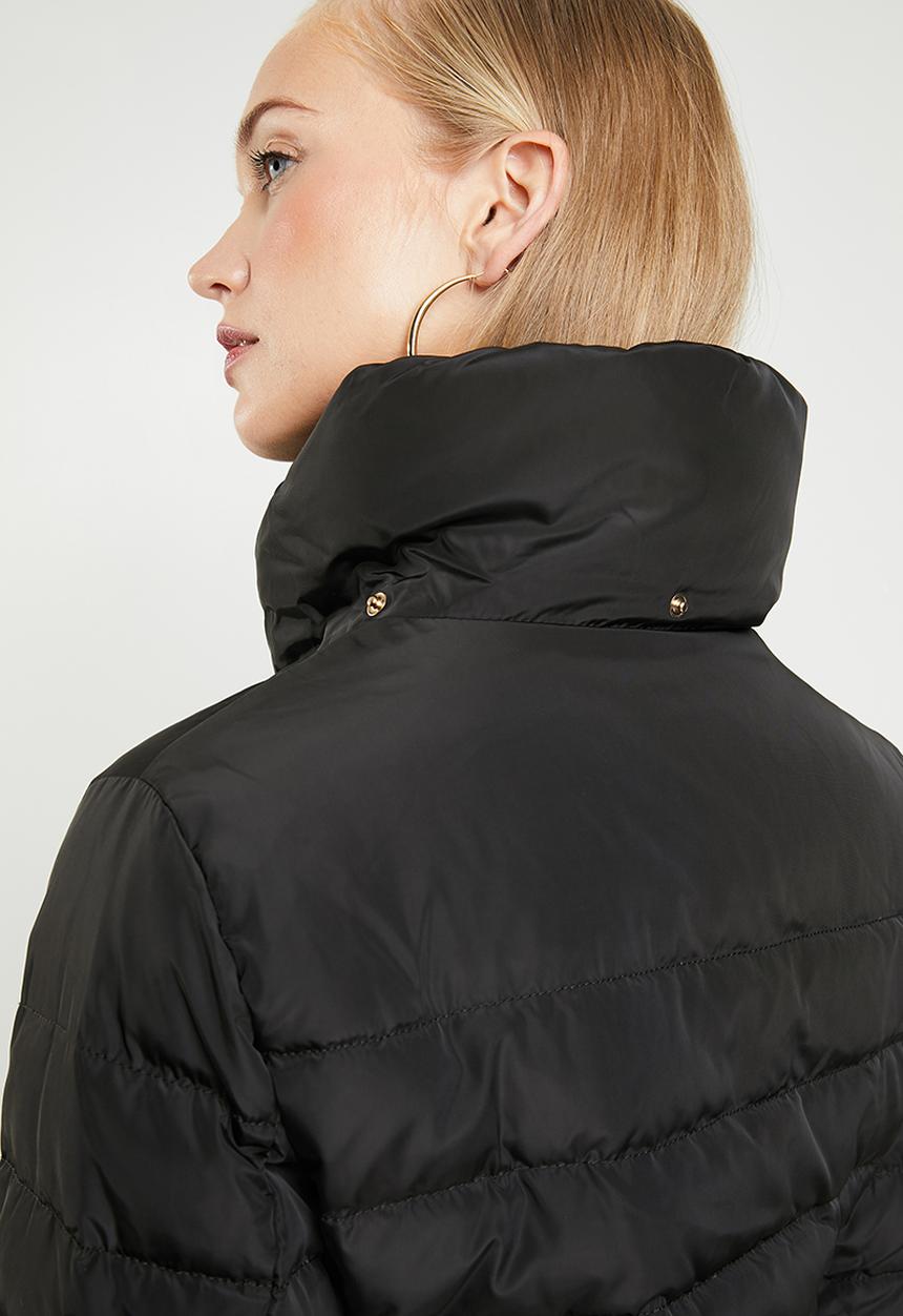 MANGO - Down and feather puffer - black