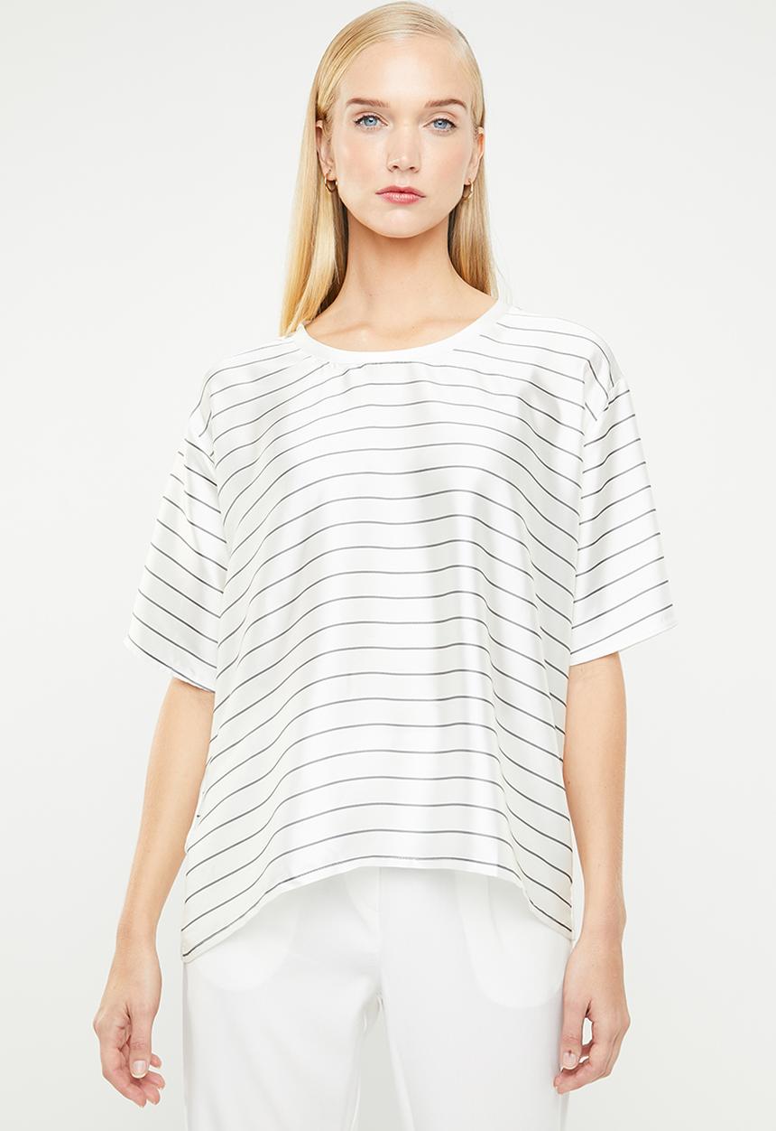 MANGO - Stripe T-shirt - white