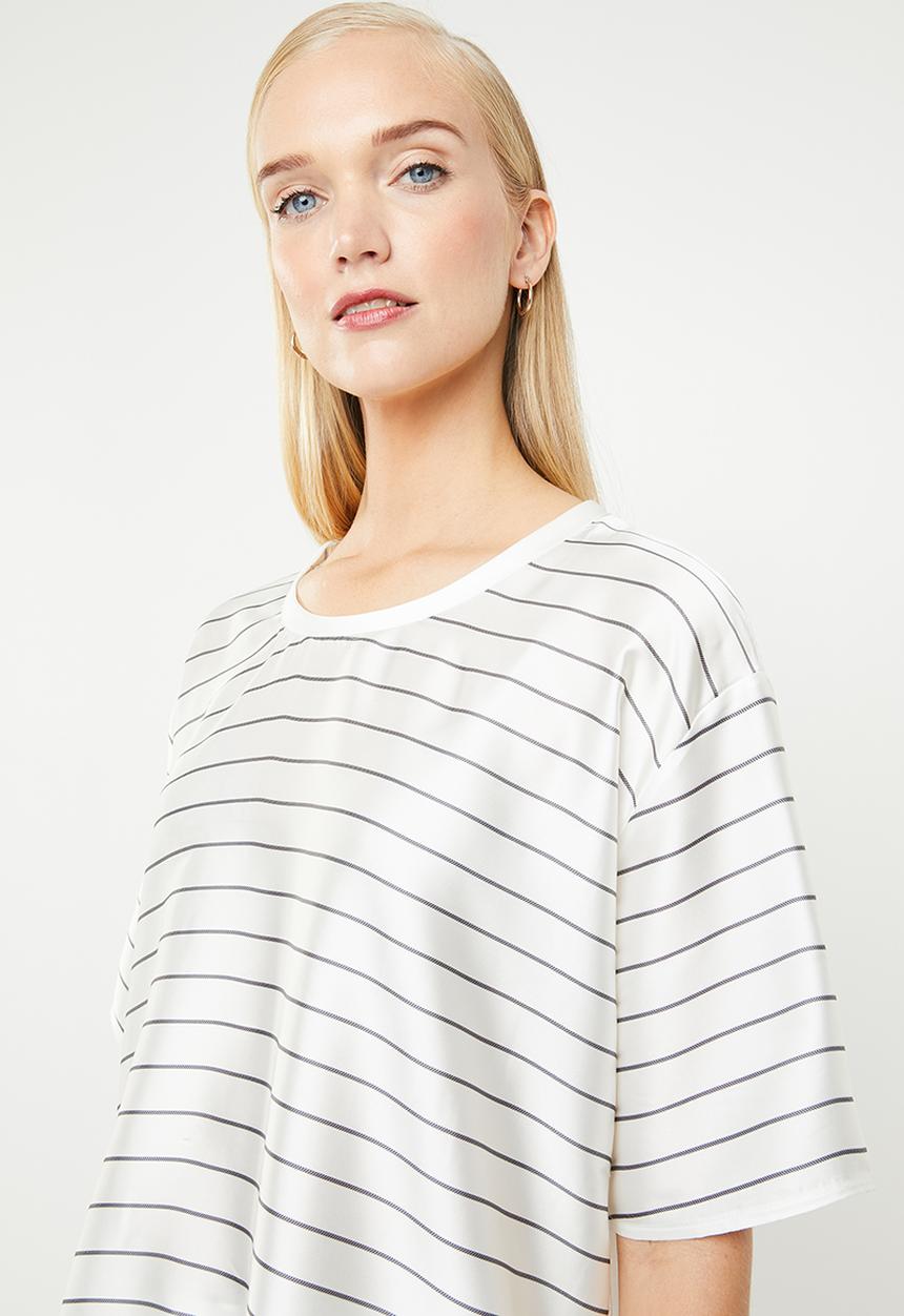 MANGO - Stripe T-shirt - white