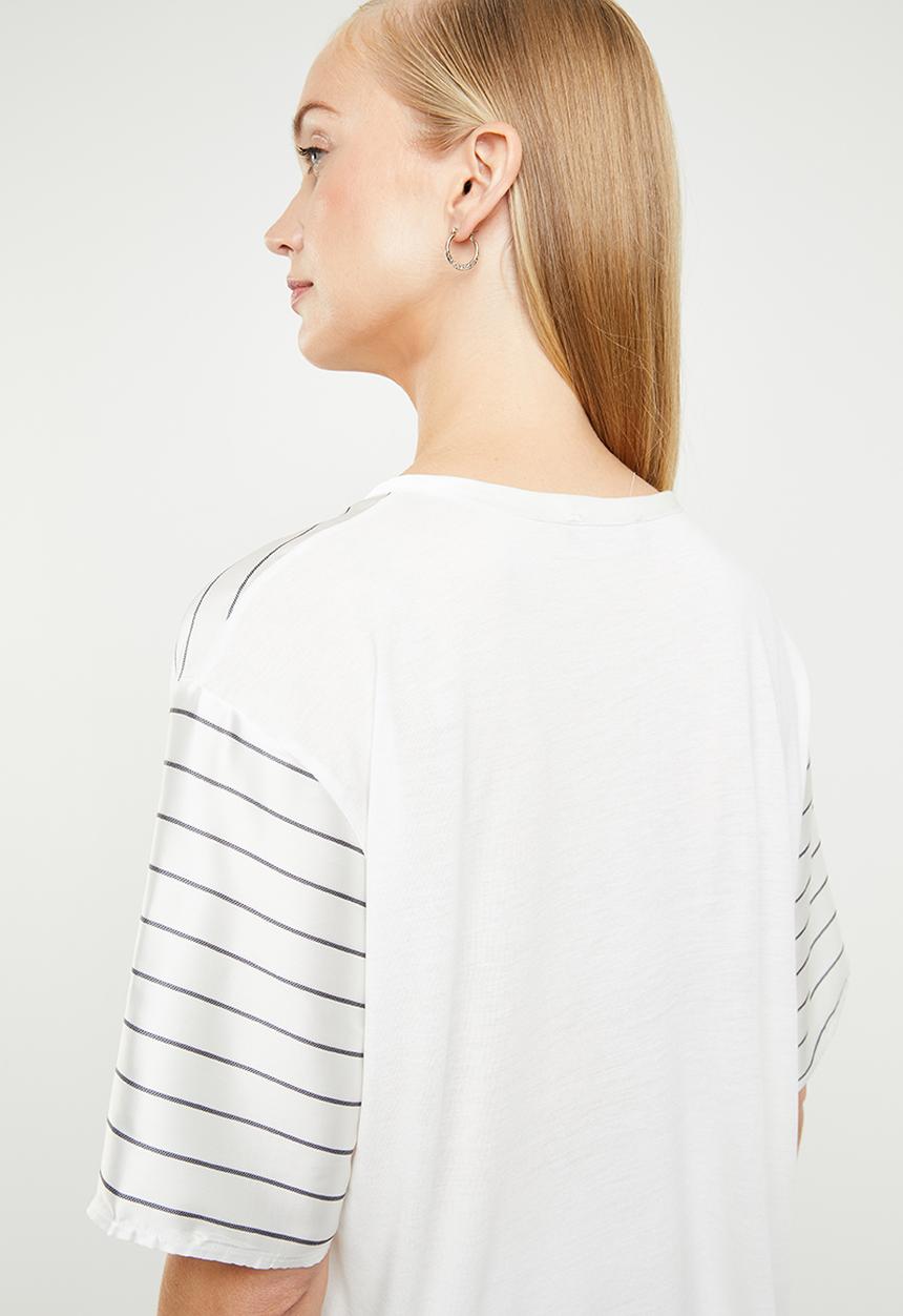 MANGO - Stripe T-shirt - white