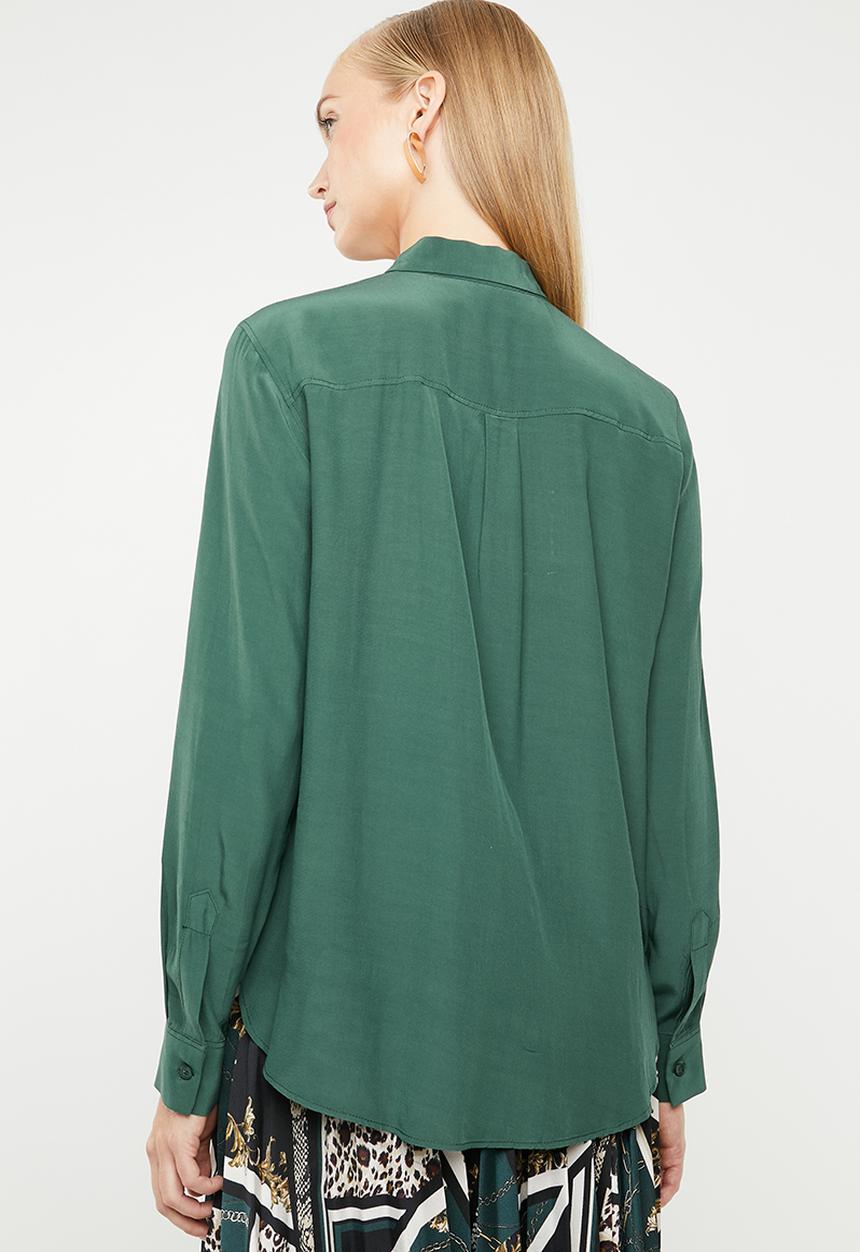MANGO - Double pocket shirt - green
