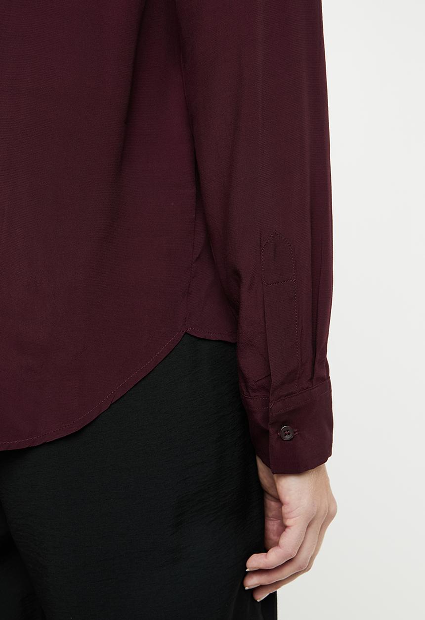 MANGO - Double pocket shirt - burgundy