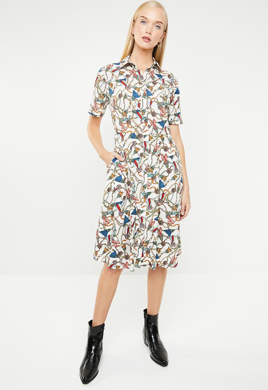 MANGO - Scarf printed shirt dress - multi