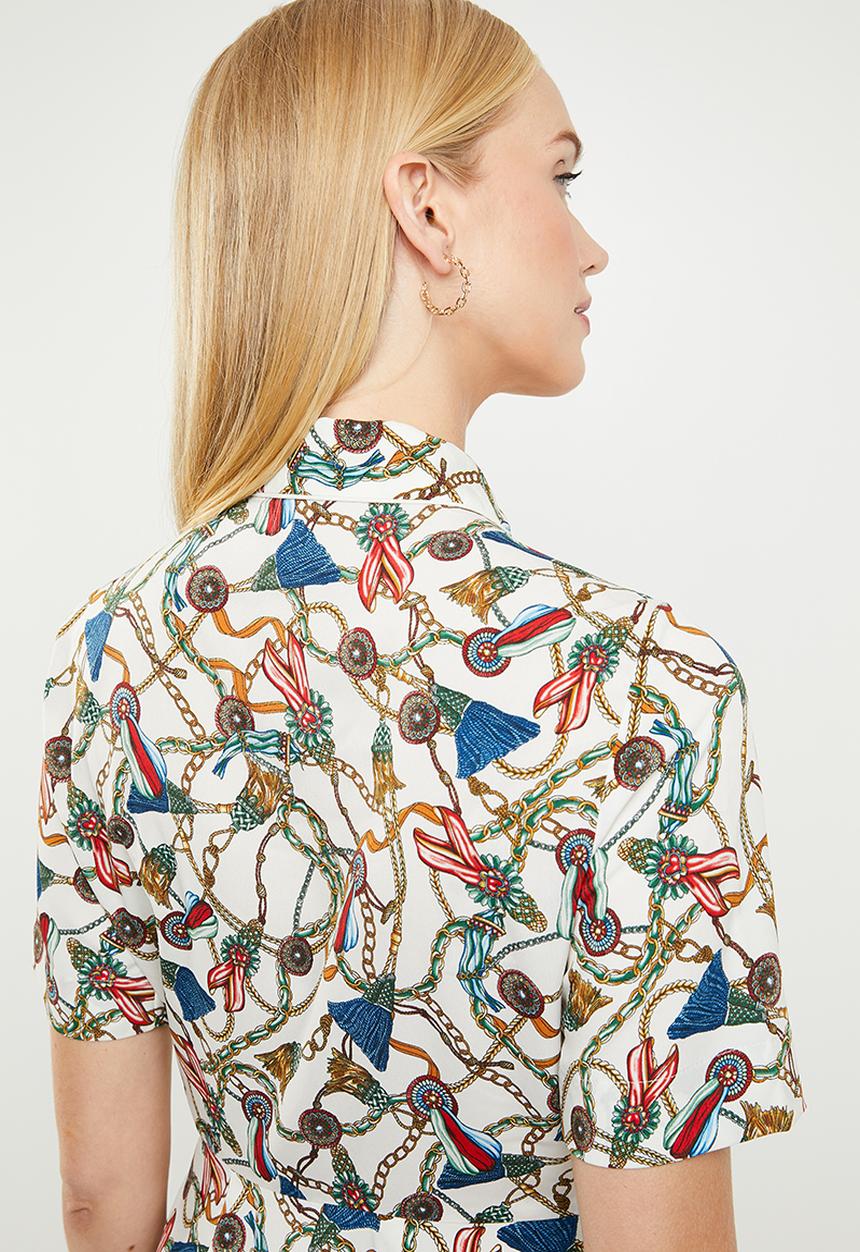MANGO - Scarf printed shirt dress - multi
