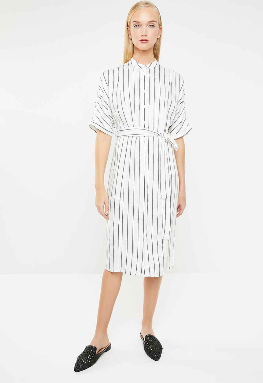 MANGO - Striped shirt dress - white