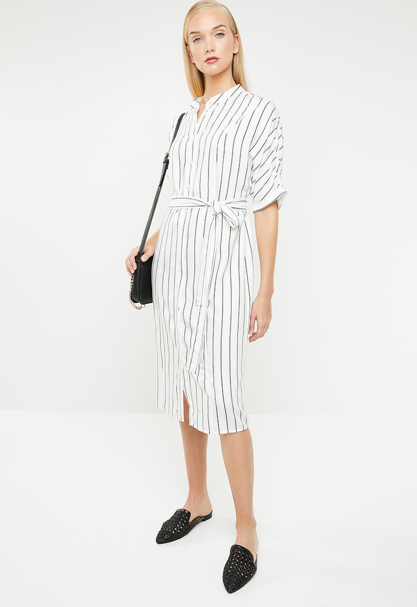 MANGO - Striped shirt dress - white