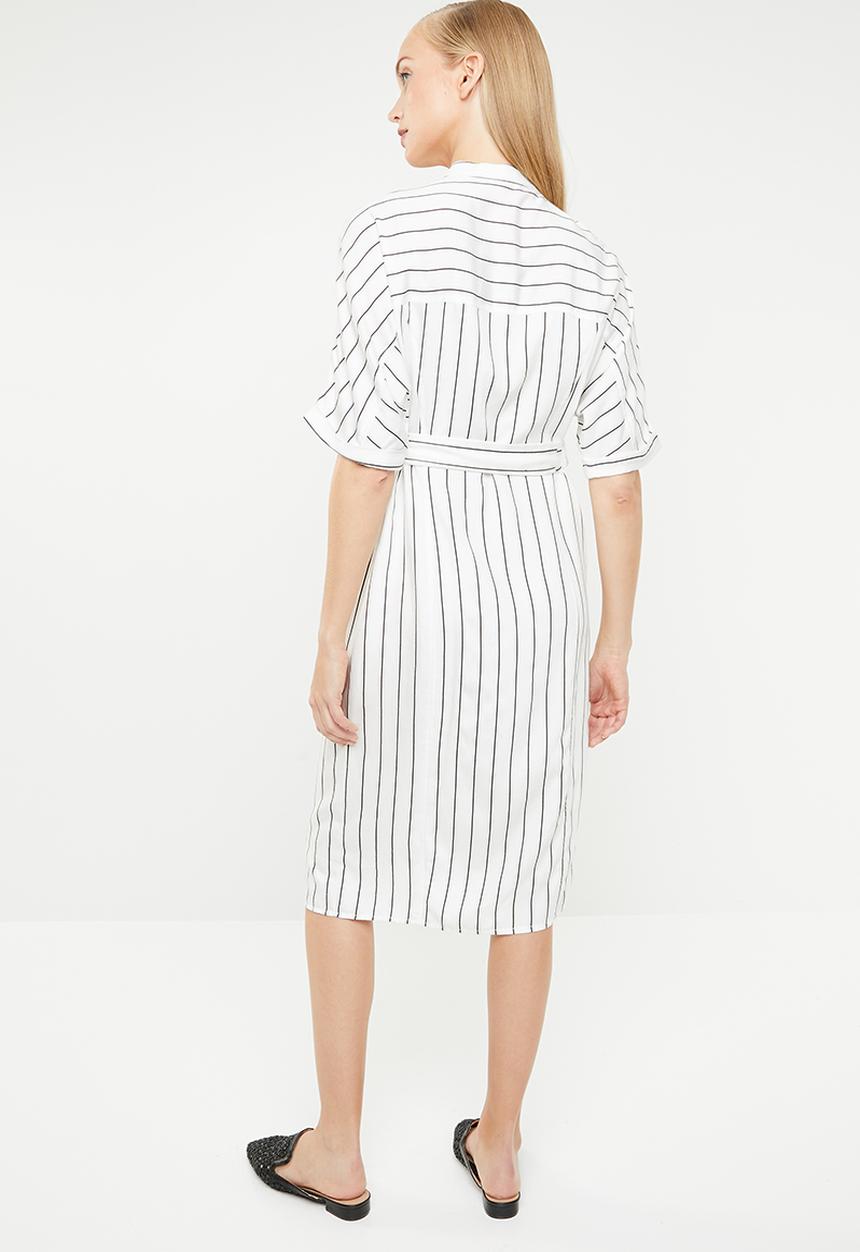 MANGO - Striped shirt dress - white