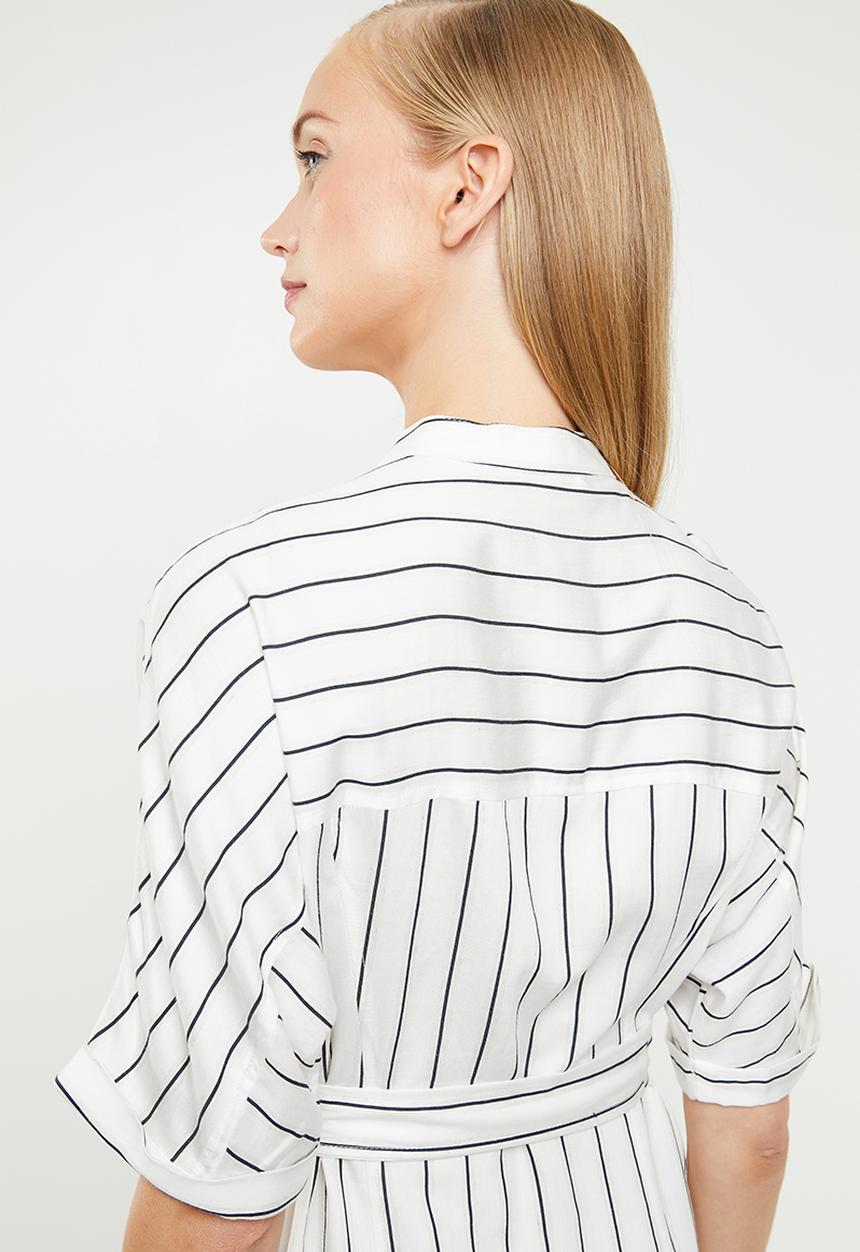MANGO - Striped shirt dress - white