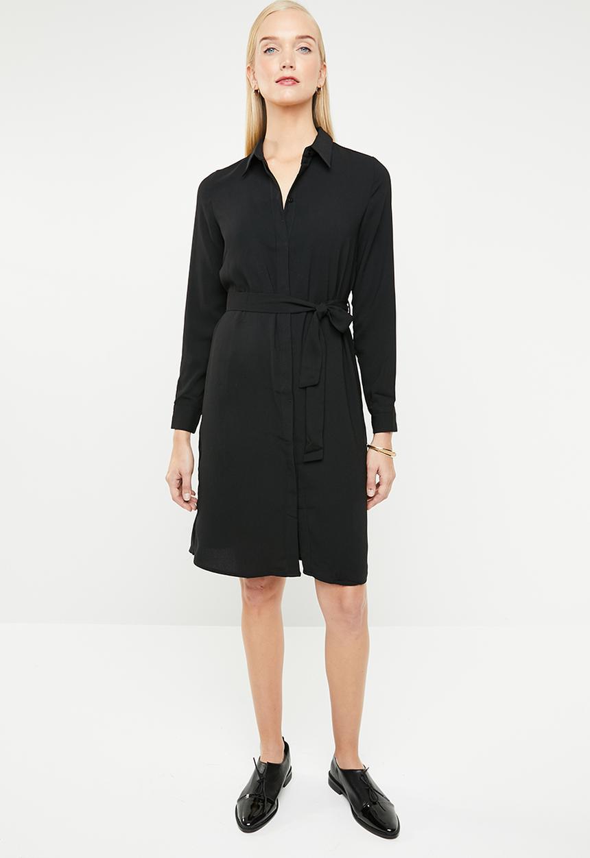 MANGO - Long sleeve shirt dress - black