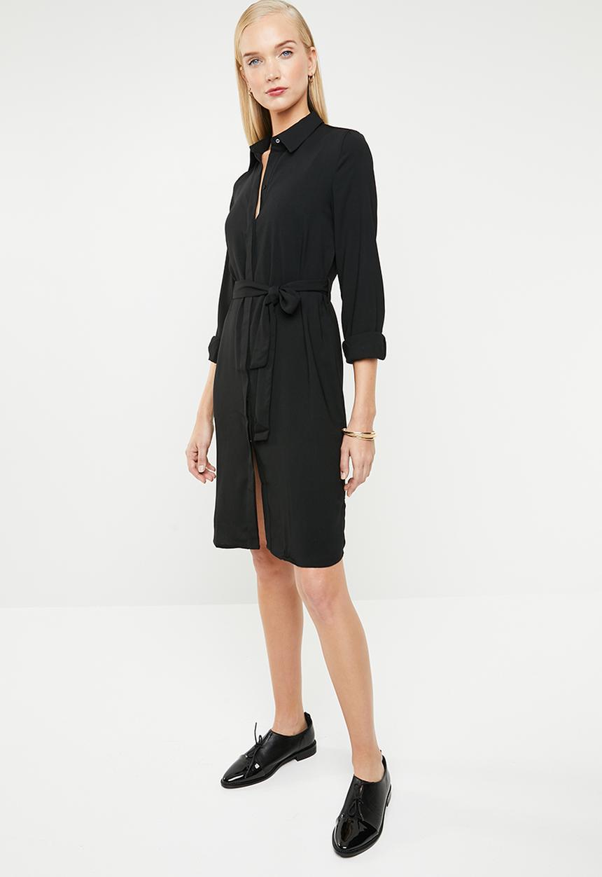 MANGO - Long sleeve shirt dress - black