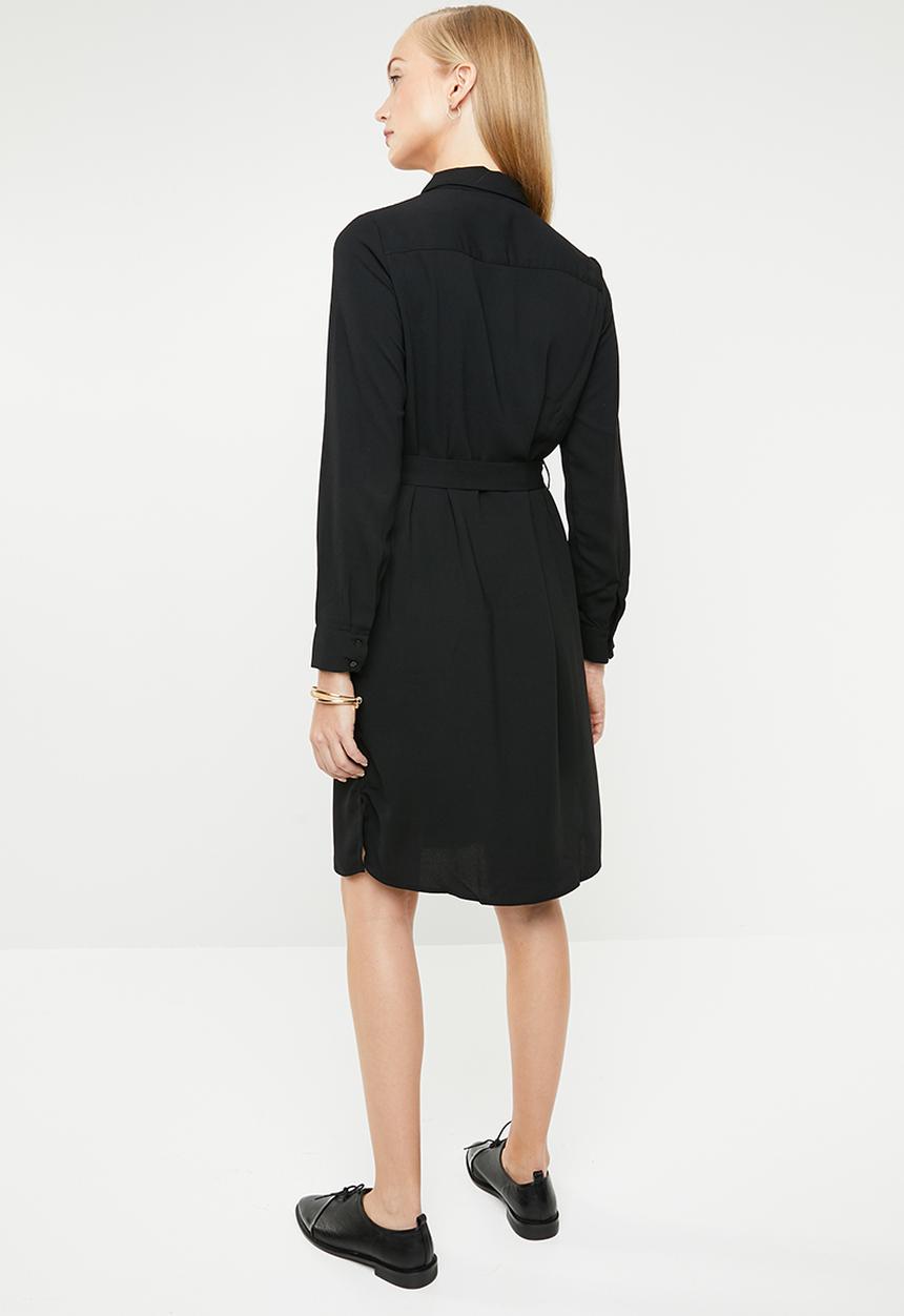 MANGO - Long sleeve shirt dress - black