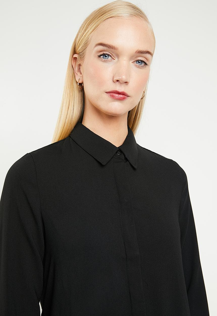 MANGO - Long sleeve shirt dress - black