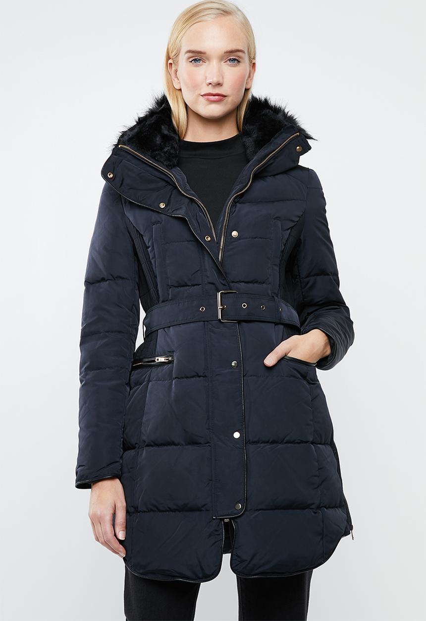STYLE REPUBLIC - Detachable faux fur puffer - navy 