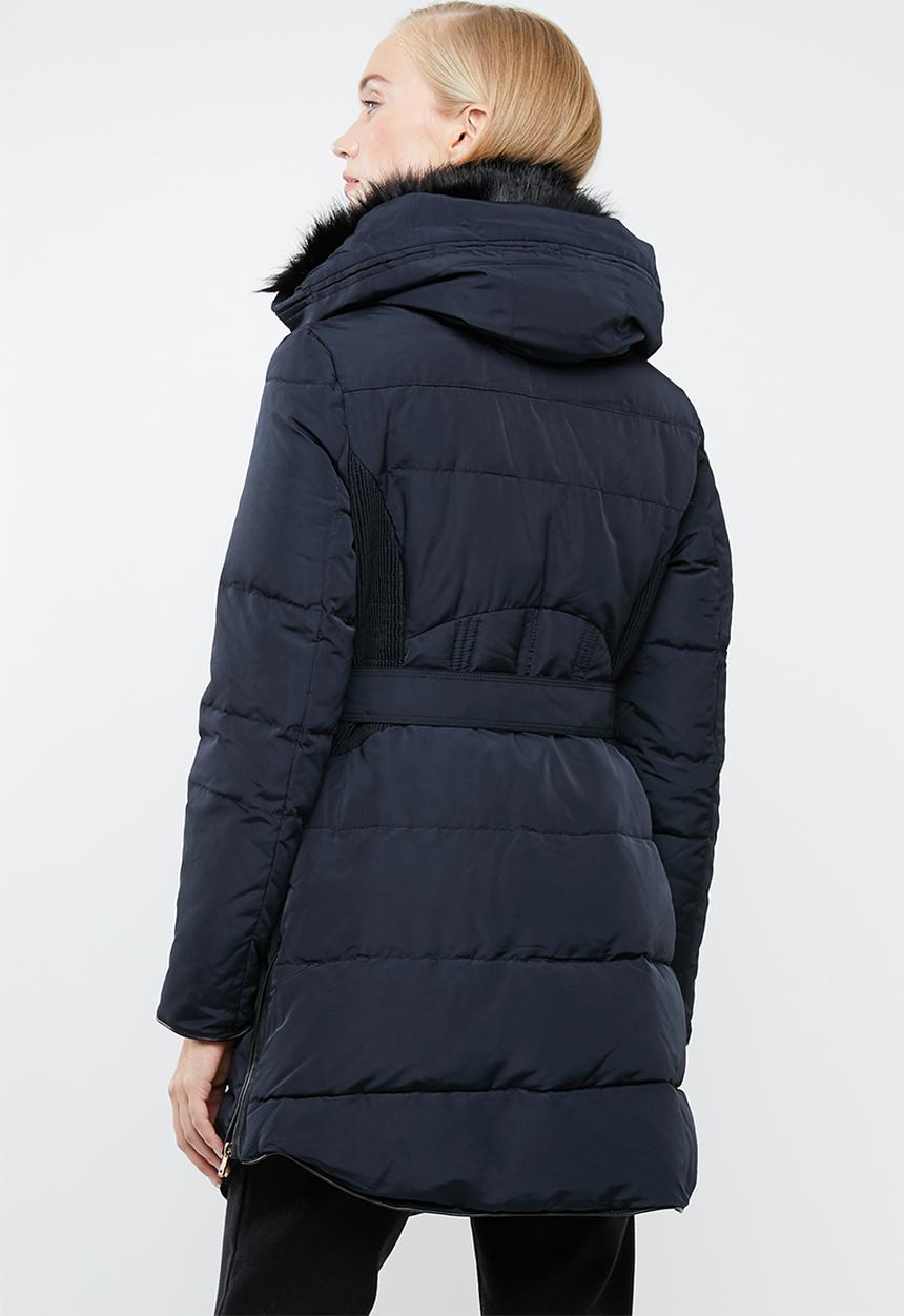 STYLE REPUBLIC - Detachable faux fur puffer - navy 