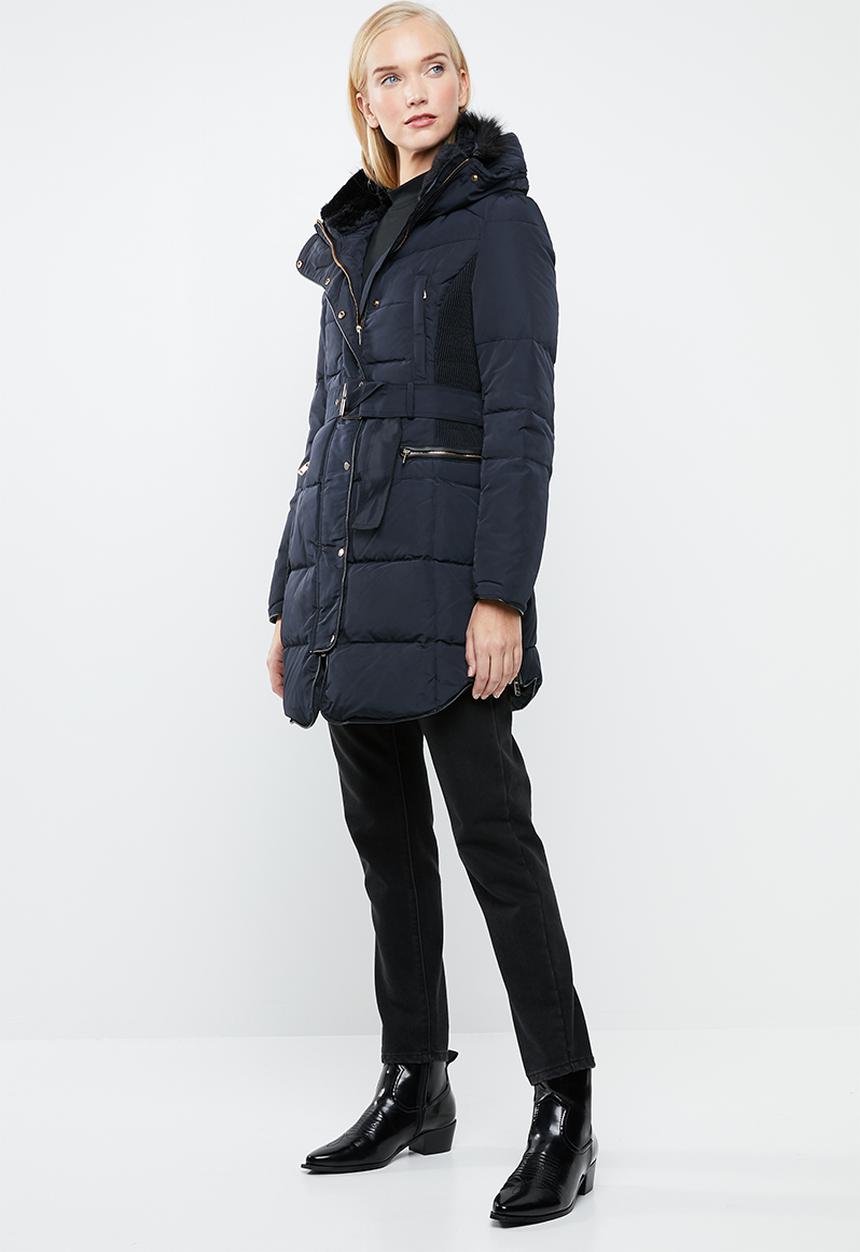 STYLE REPUBLIC - Detachable faux fur puffer - navy 