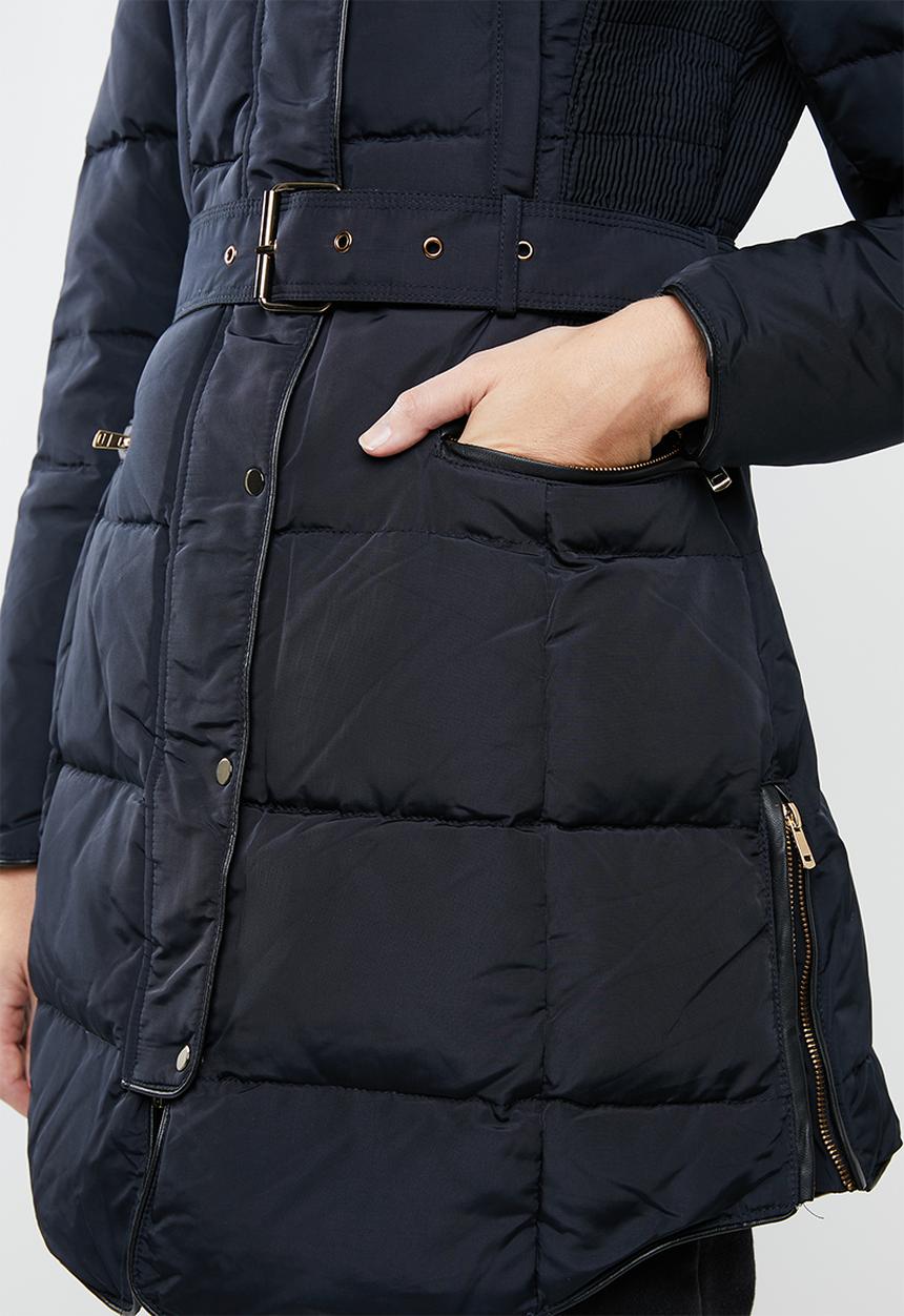 STYLE REPUBLIC - Detachable faux fur puffer - navy 