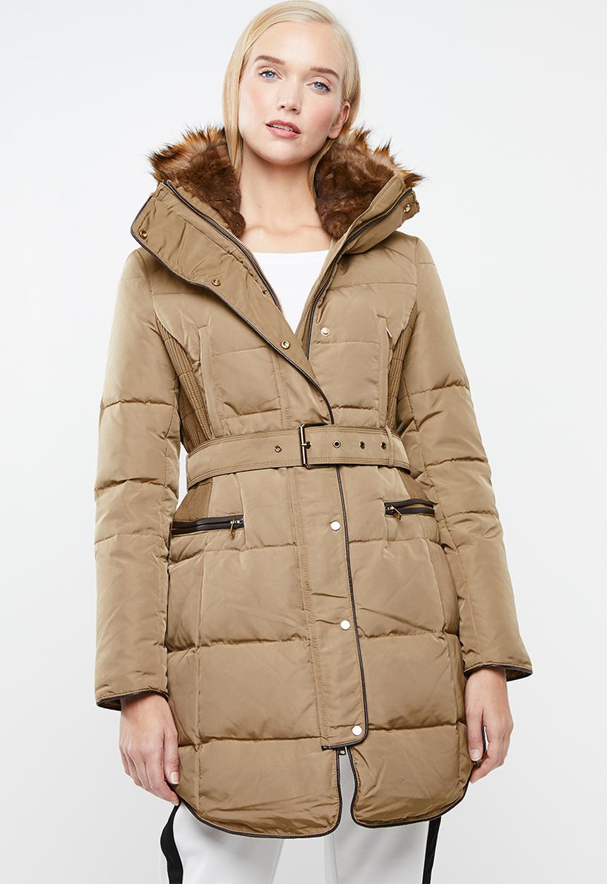 STYLE REPUBLIC - Detachable faux fur puffer - beige