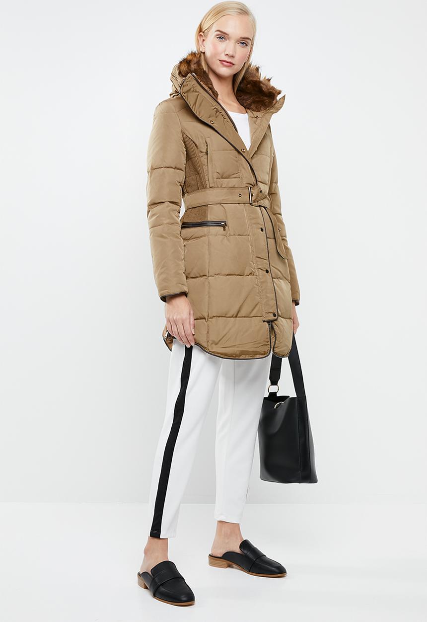STYLE REPUBLIC - Detachable faux fur puffer - beige