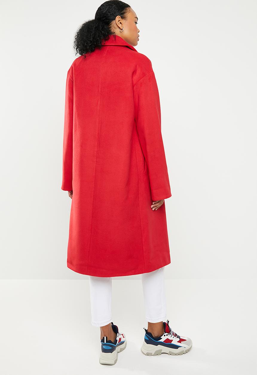 Missguided - Shawl collar midi coat - red