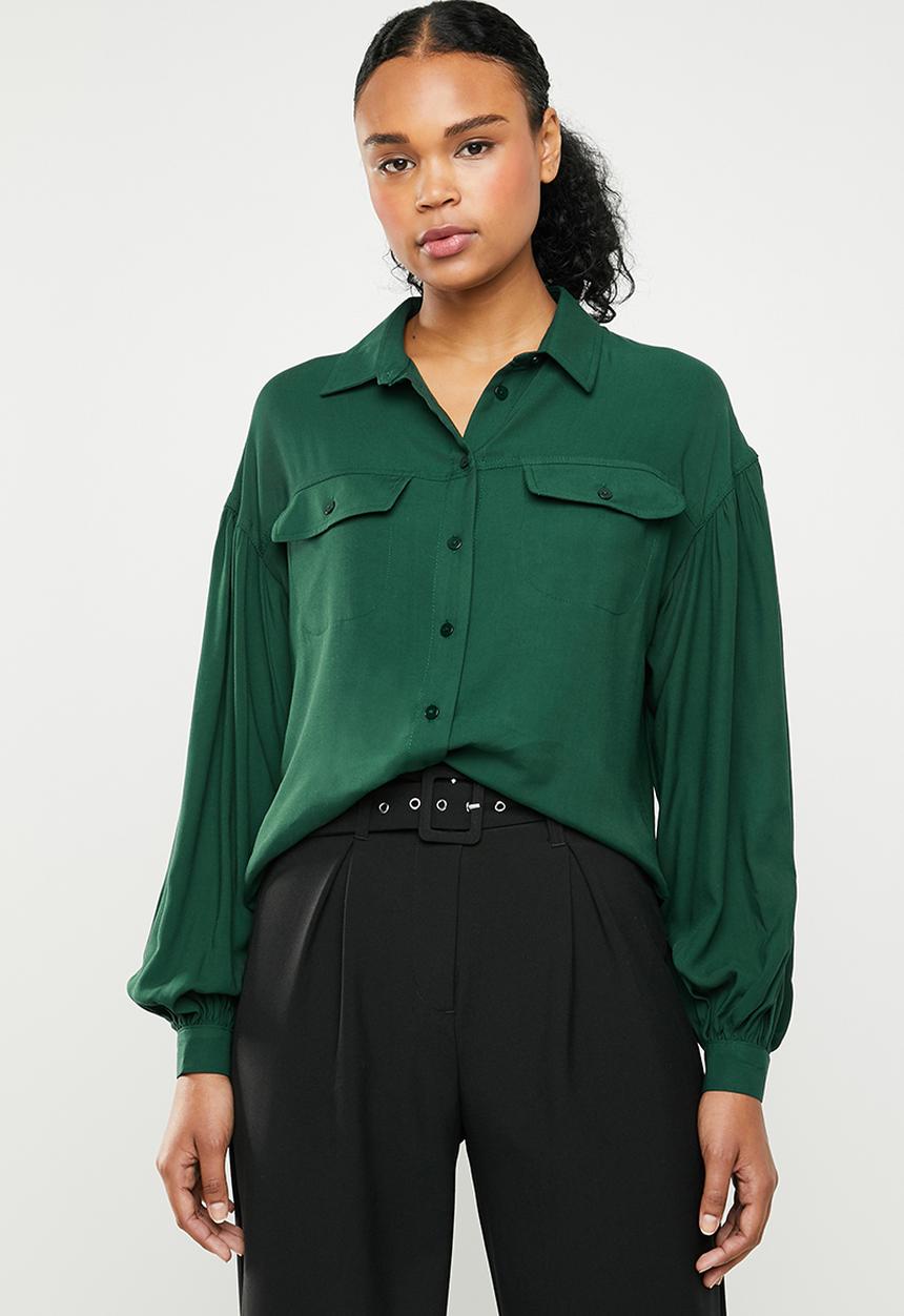 Superbalist - Blouson sleeve utility shirt - green