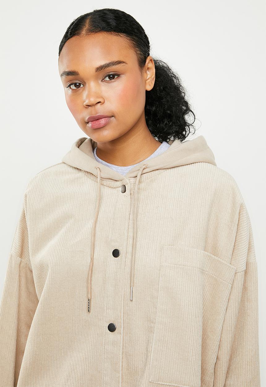 Missguided - Cord hooded shacket - neutral