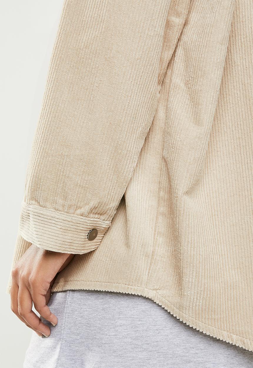 Missguided - Cord hooded shacket - neutral