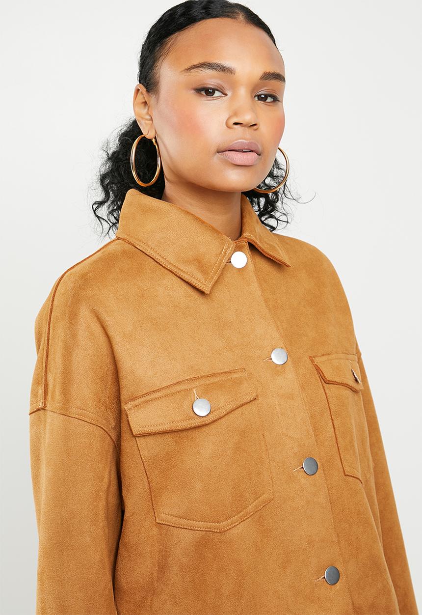 Missguided - Bonded suedette trucker - tan