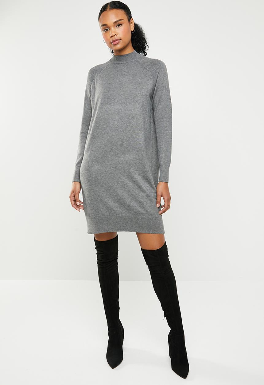 ONLY - Laura highneck knit dress - grey 