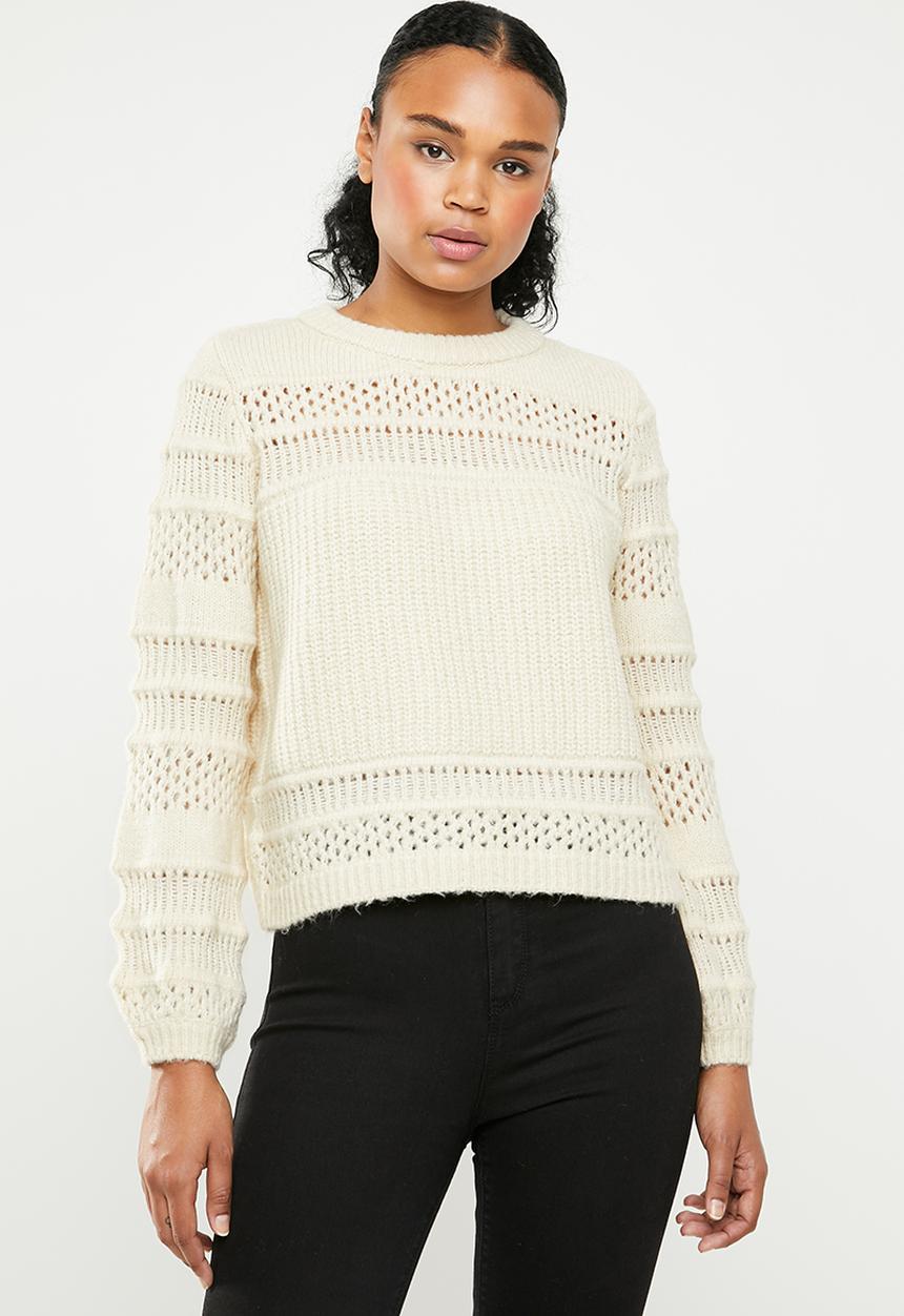 ONLY - Sammi long sleeve pullover top - cream