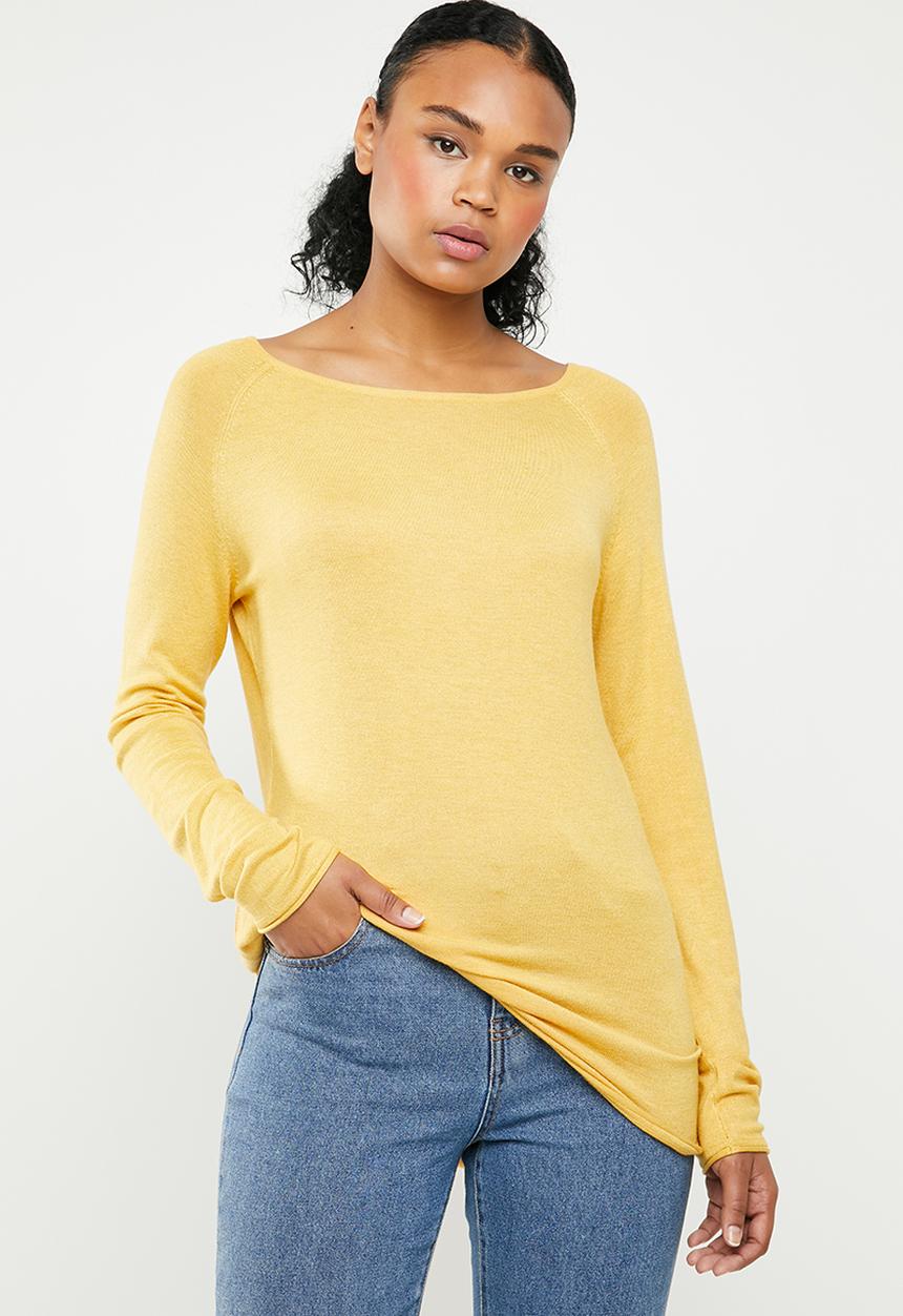 ONLY - Mila longline pullover knit - yellow 