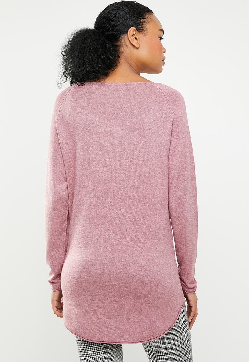 ONLY - Mila longline pullover knit - pink