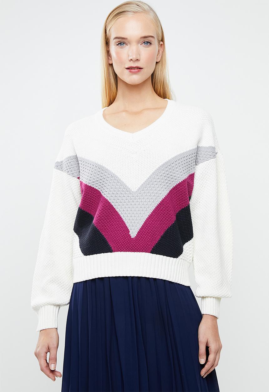 Vero Moda - Ocean V-neck colour block jersey - multi