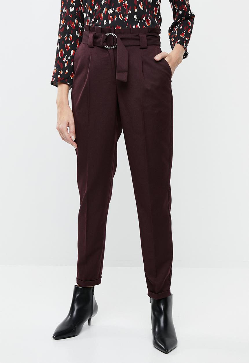 Vero Moda - Delfina highwaisted ankle pants - burgundy