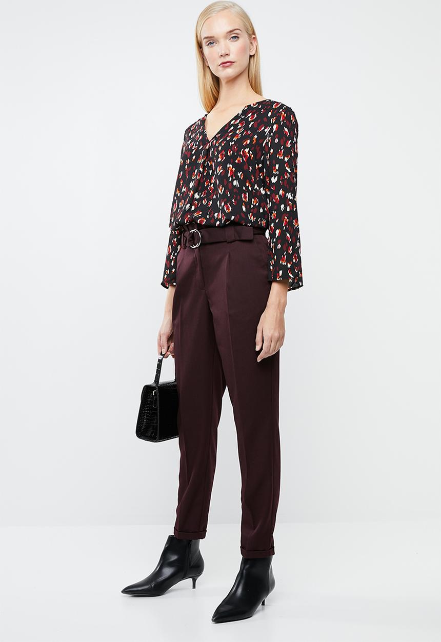 Vero Moda - Delfina highwaisted ankle pants - burgundy