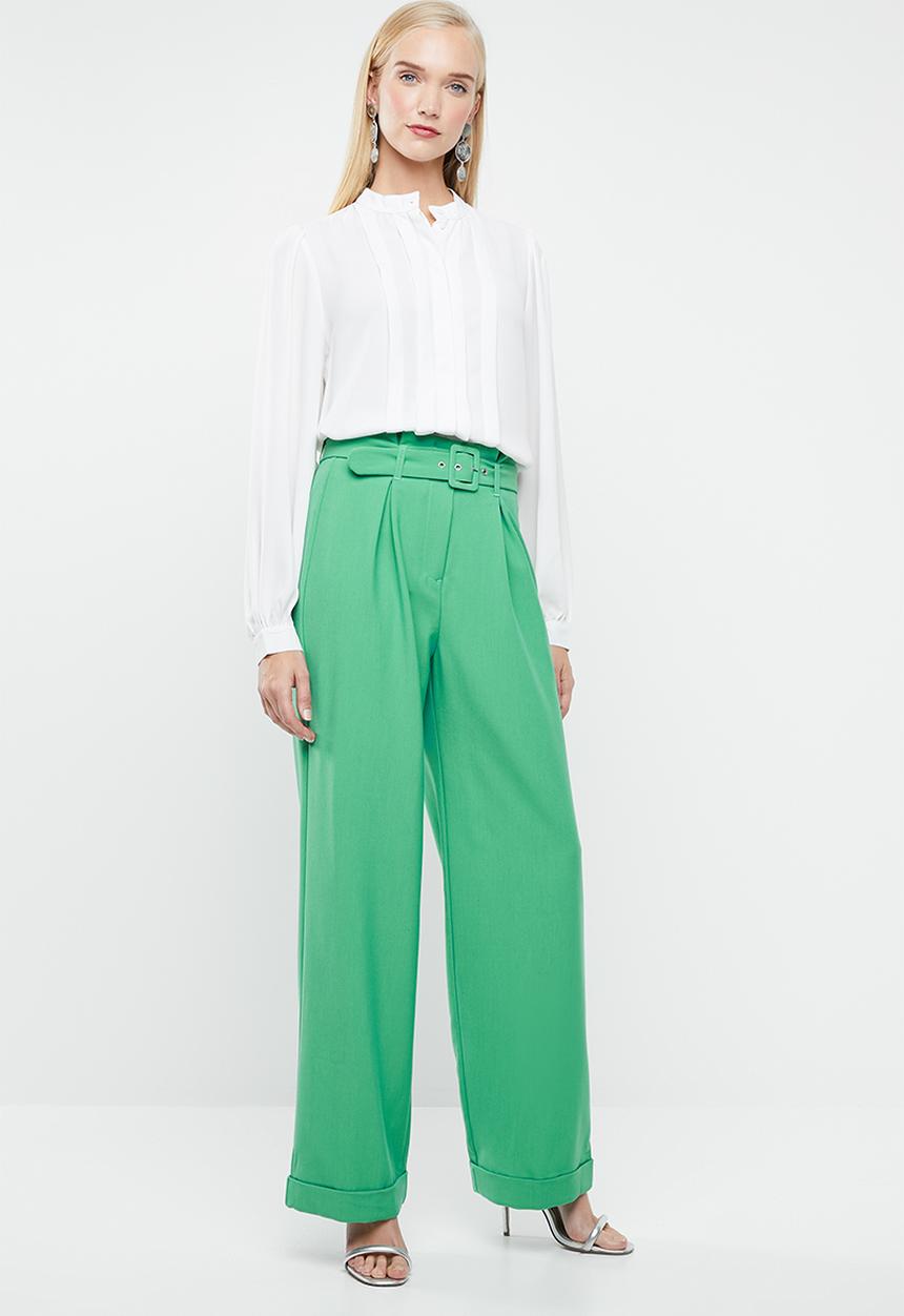 Vero Moda - Savanah belted long pants - green