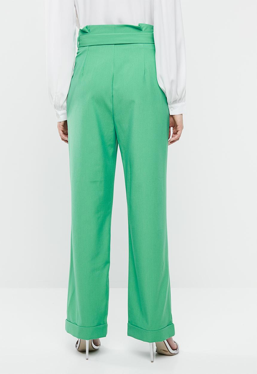 Vero Moda - Savanah belted long pants - green