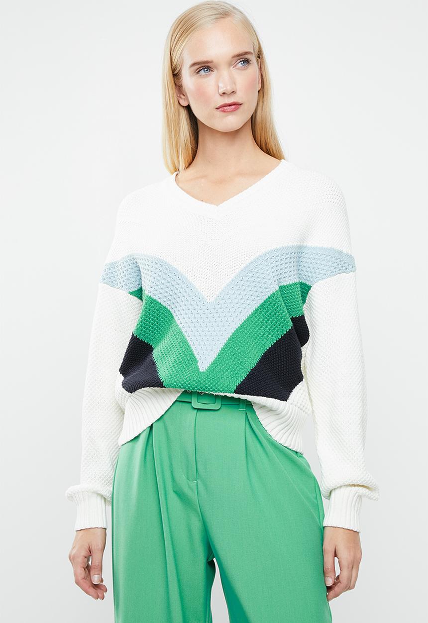 Vero Moda - Ocean V-neck colour block jersey - multi