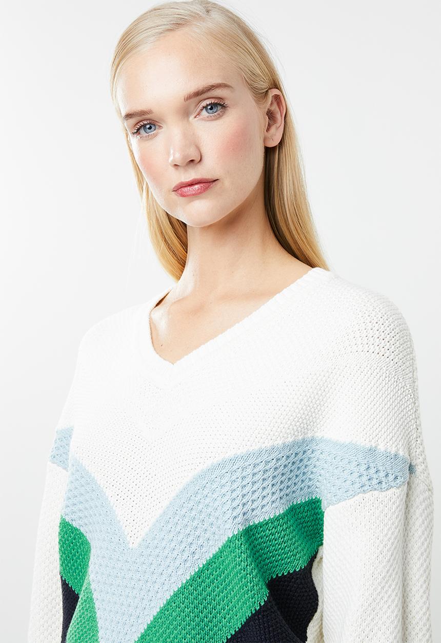 Vero Moda - Ocean V-neck colour block jersey - multi