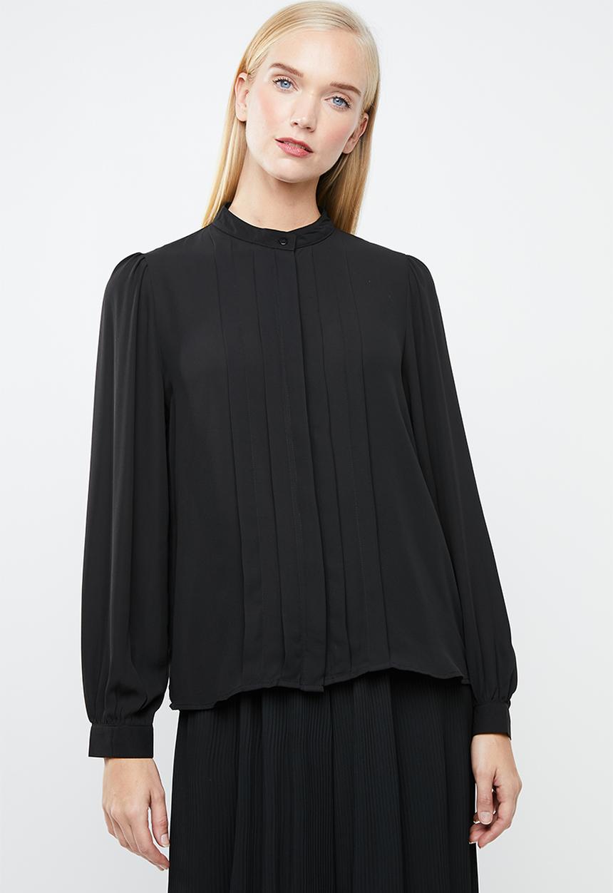 Vero Moda - Grow long sleeve pleated shirt - black