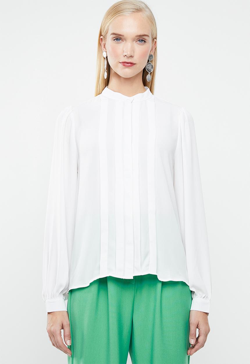Vero Moda - Grow long sleeve pleated shirt - white