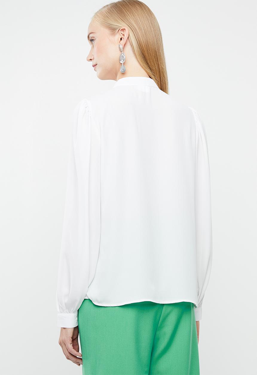 Vero Moda - Grow long sleeve pleated shirt - white