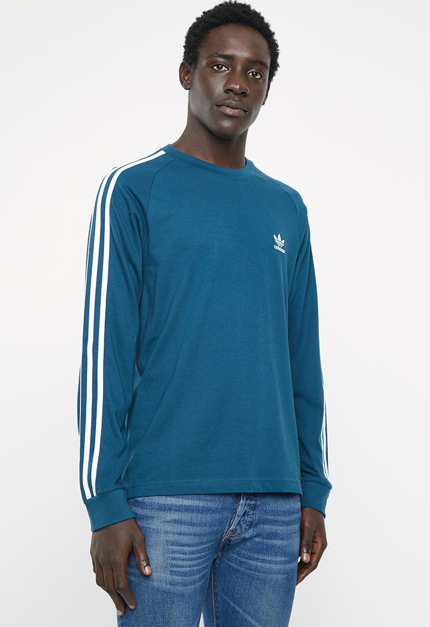 adidas Originals - 3-Stripes crew long sleeve tee - blue & white