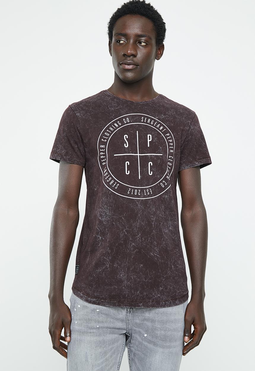 S.P.C.C - White wash circle logo tee - burgundy