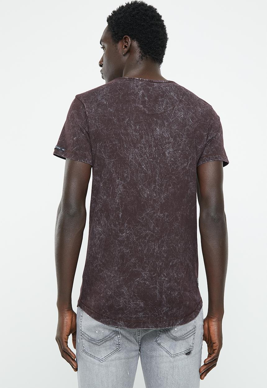 S.P.C.C - White wash circle logo tee - burgundy