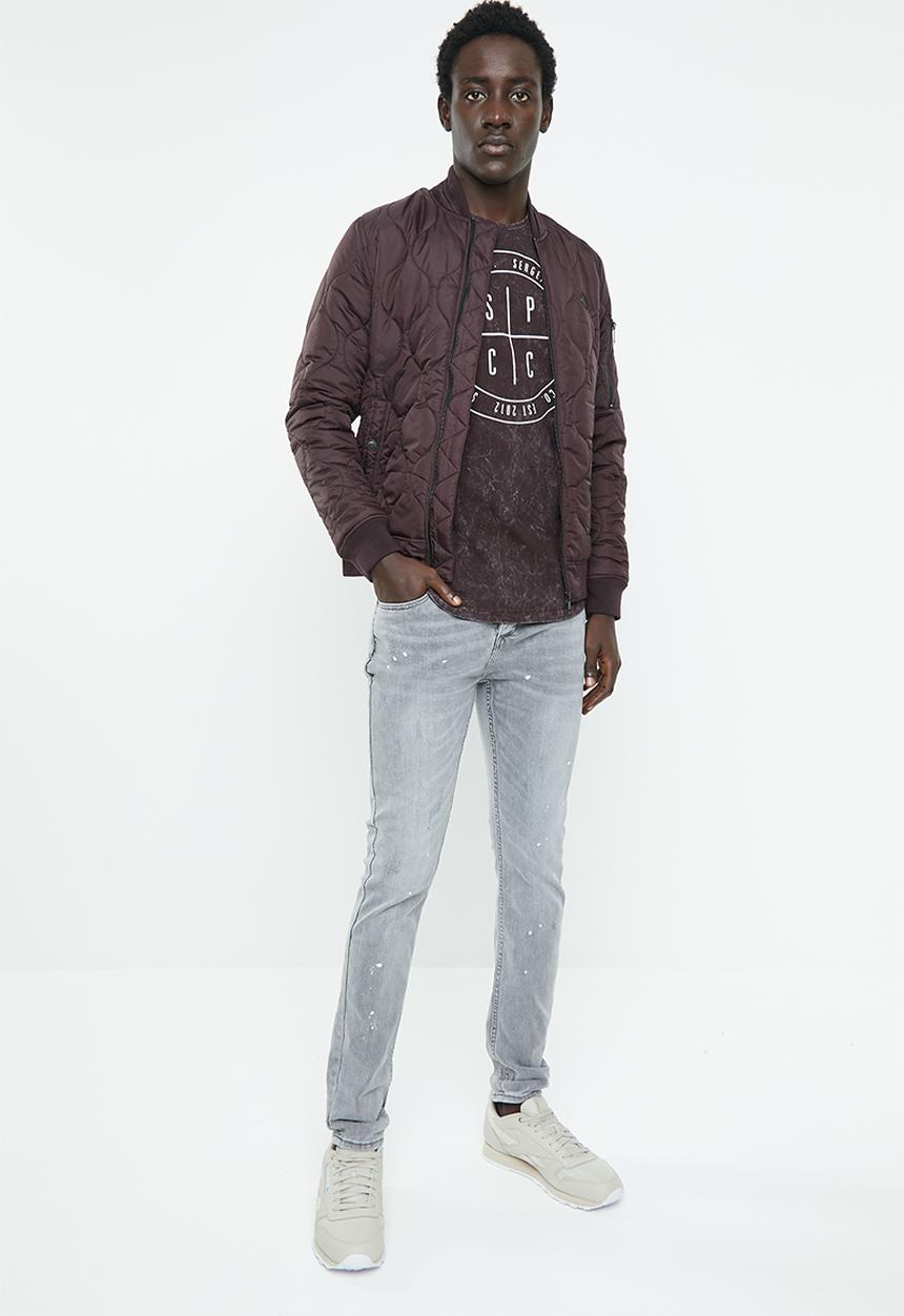 S.P.C.C - White wash circle logo tee - burgundy