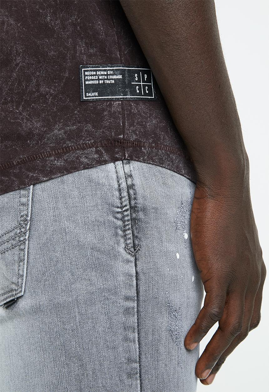 S.P.C.C - White wash circle logo tee - burgundy