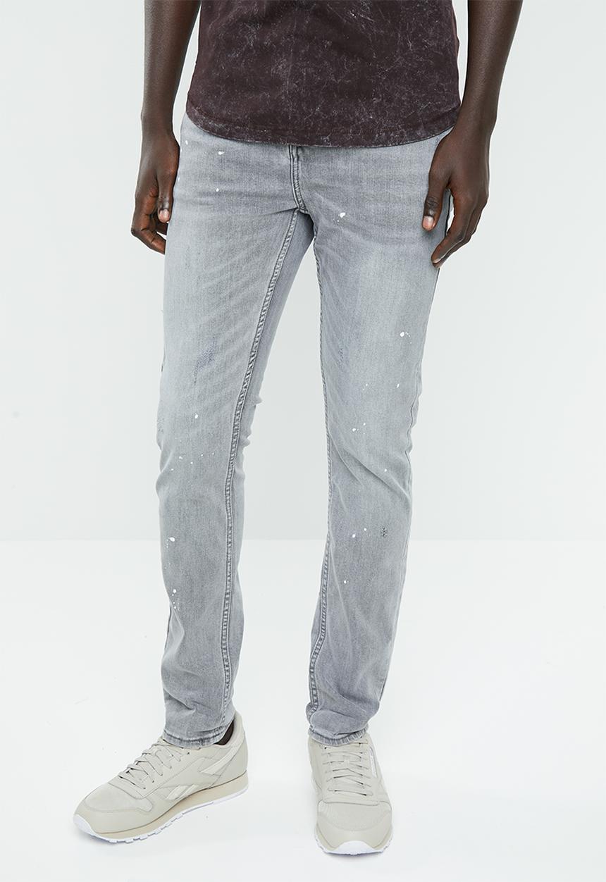 S.P.C.C - Trench paint splattered jeans - grey