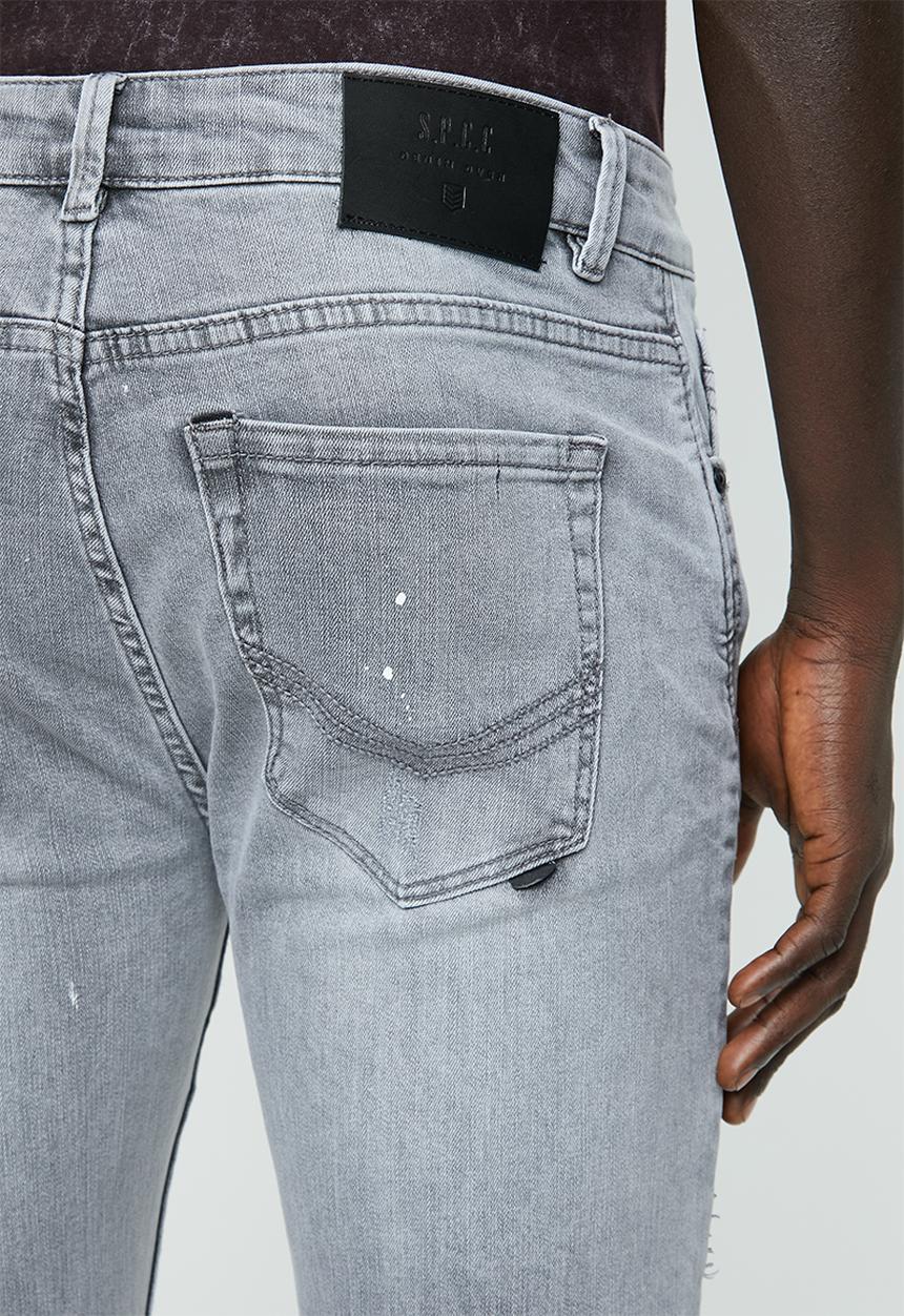 S.P.C.C - Trench paint splattered jeans - grey